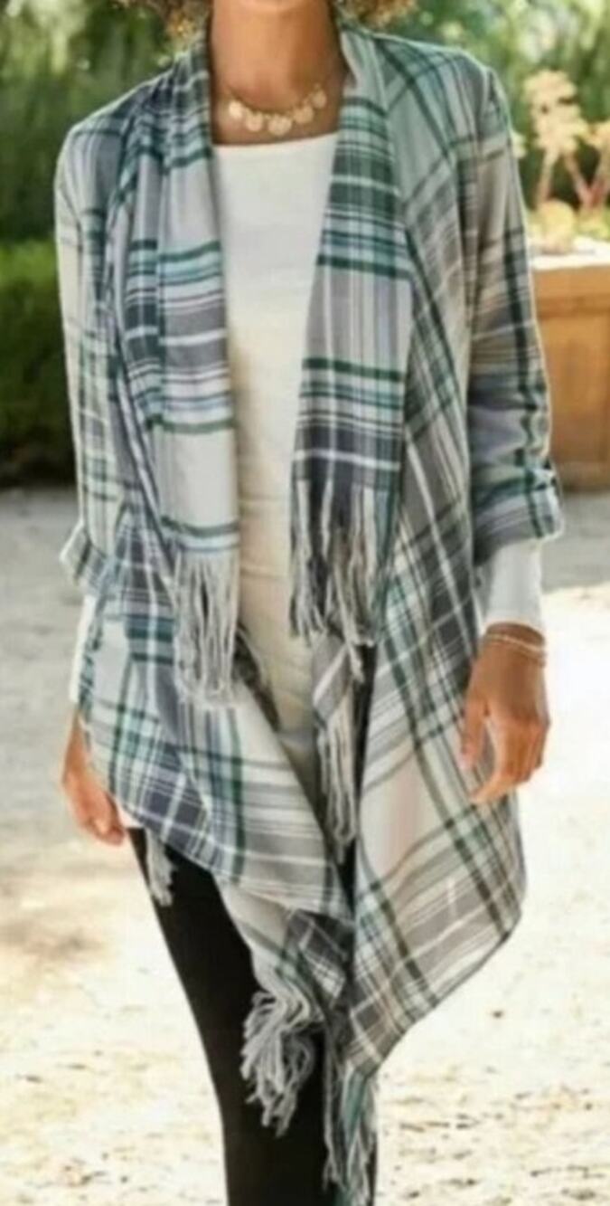 Matilda Jane Moments with you Open Front Fringe Cardigan Size Small